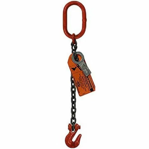 Sngl Leg Chain Slng, 5/8 in dia, 30ft L, Oblong Link to Grab Hook, 22,600lb Lmt, Hsi, Mfr#: 10SOG5/8-30
